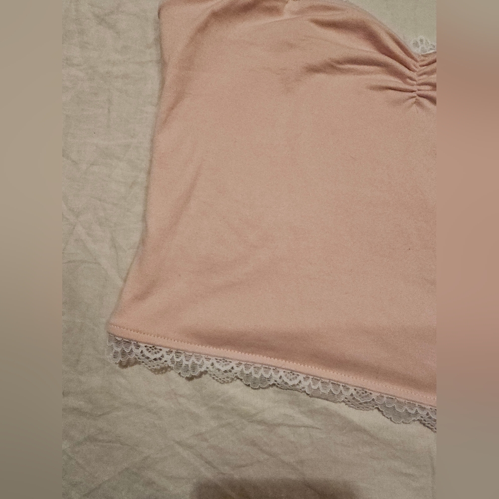 Faded Rose Pink Lace Trim Women's Cami Top XL - Picture 4 of 9